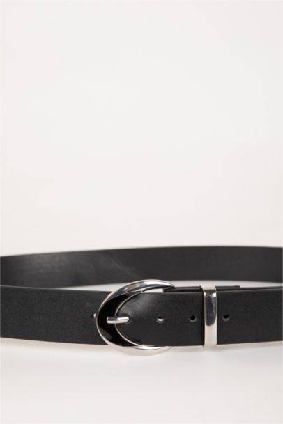 Woman Faux Leather Denim Belt