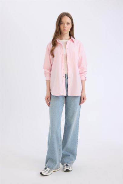 Relax Fit Oxford Shirt Collar Long Sleeve Tunic