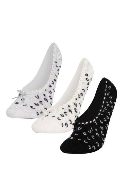 Woman Animal Print 3 piece Babet Socks