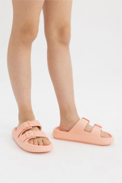 Girl High Sole Double Striped Eva Slippers