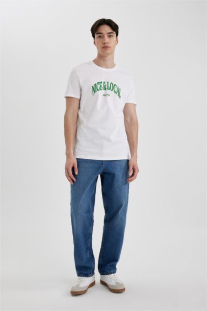 Slim Fit Crew Neck Printed Short Sleeve T-Shirt