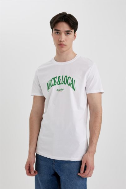 Slim Fit Crew Neck Printed Short Sleeve T-Shirt