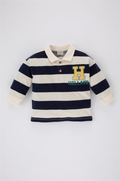 Baby Boy Polo Neck Striped Sweatshirt