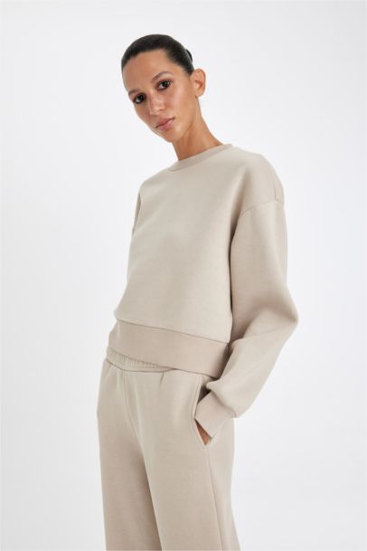 Boxy Fit Crew Neck Thick Basic Sweatshirt