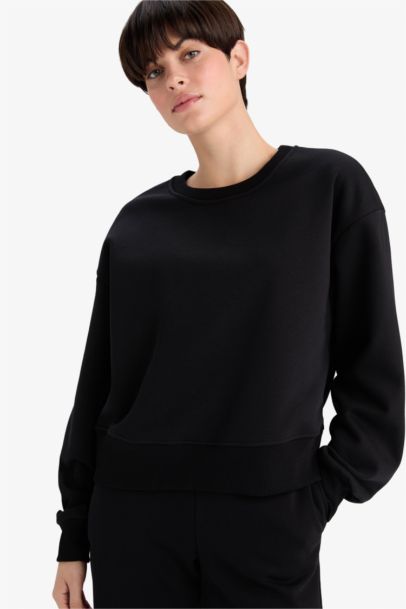 Boxy Fit Crew Neck Basic Sweatshirt