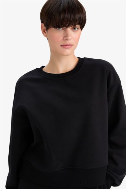 Boxy Fit Crew Neck Basic Sweatshirt