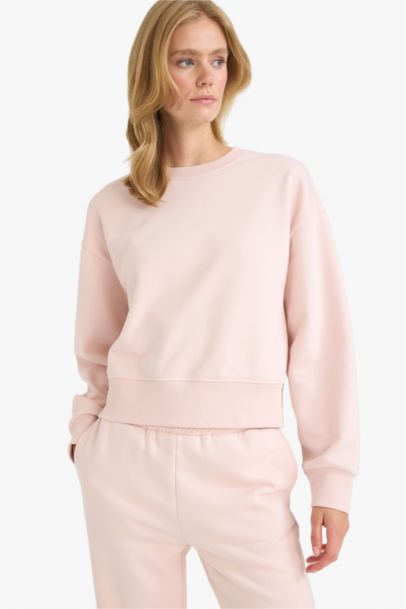 Boxy Fit Crew Neck Basic Sweatshirt