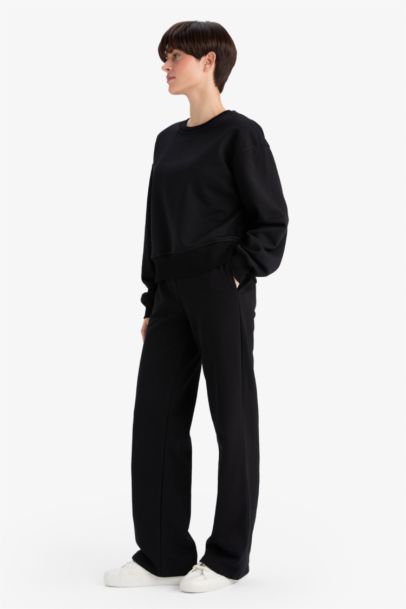 Pantalon de survêtement basique à taille haute et poches Coupe droite