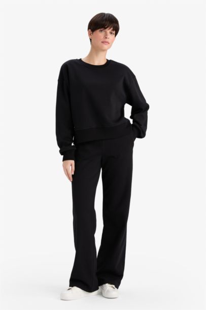 Pantalon de survêtement basique à taille haute et poches Coupe droite