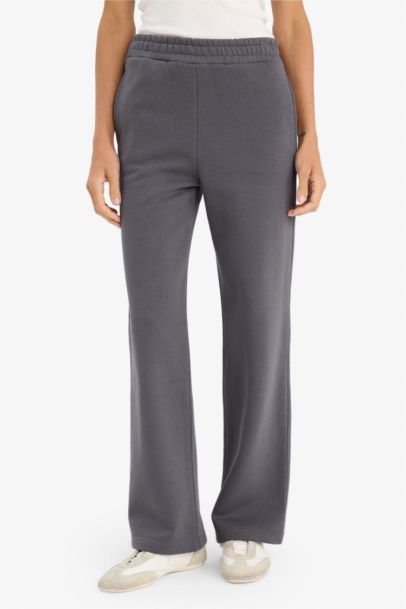 Straight Fit Basic High Waist Thick Sweatpants