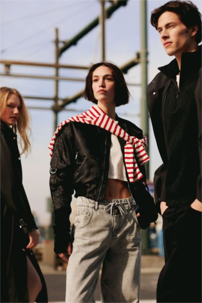 Su İtici Kolej Yaka Basic Düz Fermuarlı Cepli Suni Deri Bomber Ceket