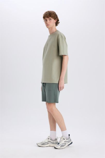 %100 Pamuk Slim Fit Dar Kesim Dar Paça Cepli Basic Düz Şort