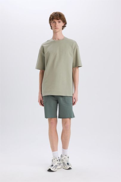 %100 Pamuk Slim Fit Dar Kesim Dar Paça Cepli Basic Düz Şort