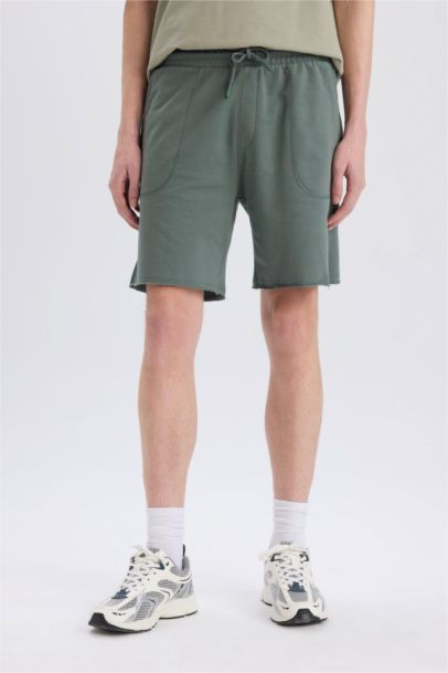 %100 Pamuk Slim Fit Dar Kesim Dar Paça Cepli Basic Düz Şort