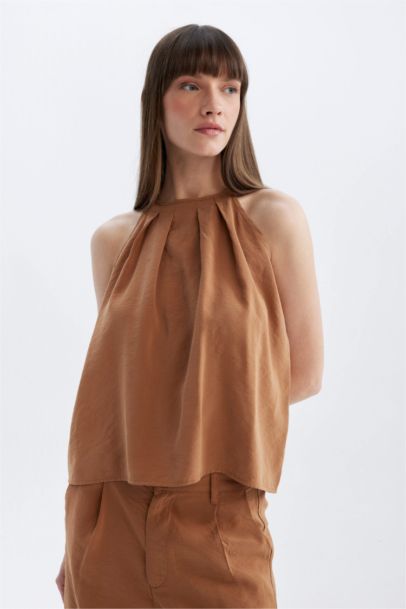 Chemisier Sans Manches coupe régulière Col Rond