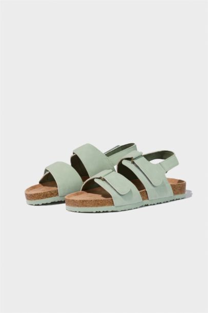 Girl Velcro Flat Sole Faux Leather Sandals