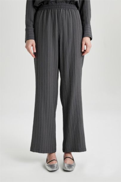 Pantalon Large à Taille Haute avec Poches