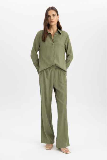 Wide Leg Pocket High Waist Long Length Trousers