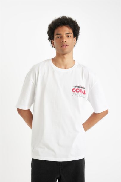 Oversize Fit Crew Neck Back Printed T-Shirt