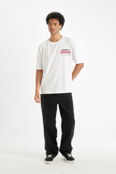 Oversize Fit Crew Neck Back Printed T-Shirt