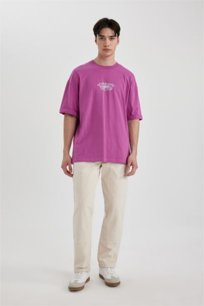 Loose Fit Crew Neck Back Printed T-Shirt