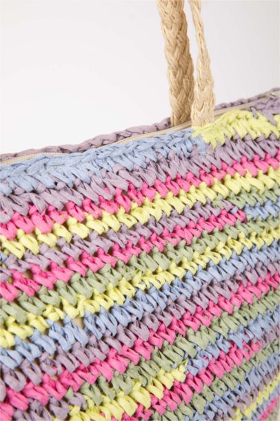 شنطة خوص شوبينج حريمي ملون