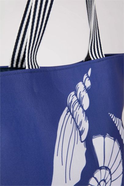 Kadın Deniz Kabuğu Desenli Kanvas El Çantası