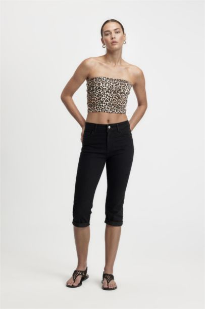 High Waist Denim Capri