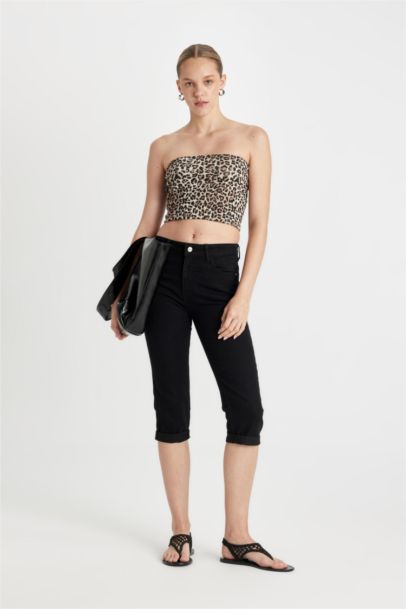 High Waist Denim Capri