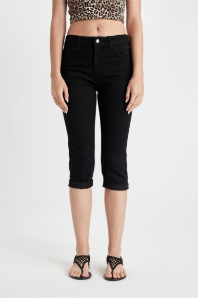 High Waist Denim Capri