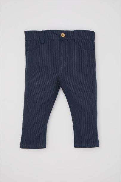 Baby Boy Regular Fit Striped Straight Leg Gabardine Trousers