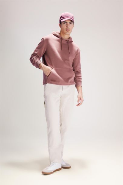 Wide Leg Regular Hem Gabardine Trousers