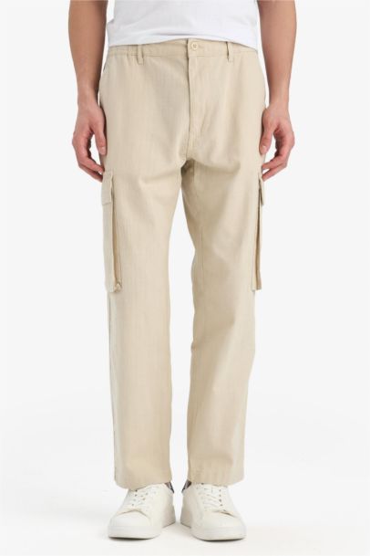 Wide Leg With Cargo Pocket Linen Look Trousers