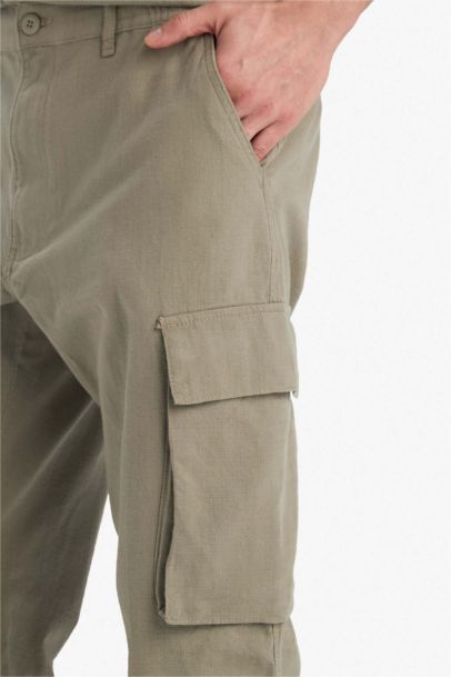 Wide Leg With Cargo Pocket Linen Look Trousers