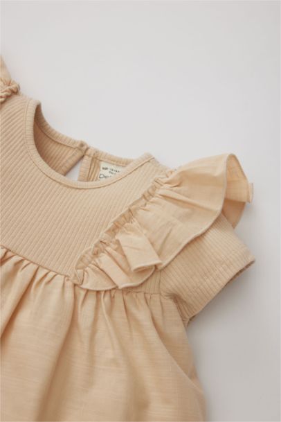 Baby Girl Crew Neck Corduroy Short Sleeve T-Shirt