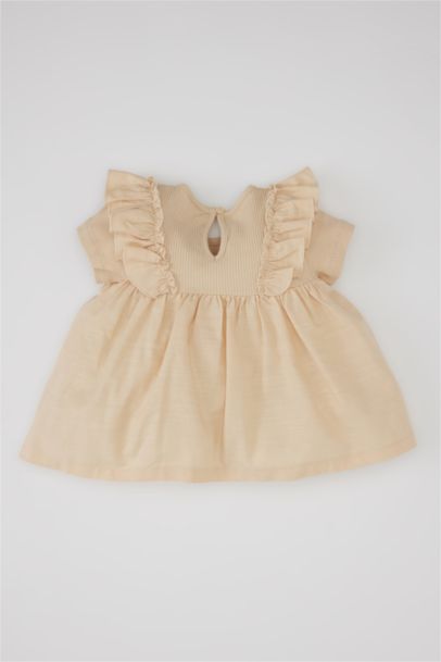 Baby Girl Crew Neck Corduroy Short Sleeve T-Shirt