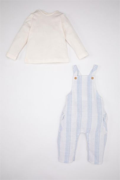 Baby Boy Long Sleeve Woven T-Shirt Striped Salopet 2 Piece Set