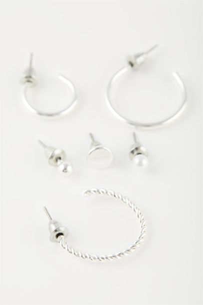 Woman 6 Piece Silver Earrings