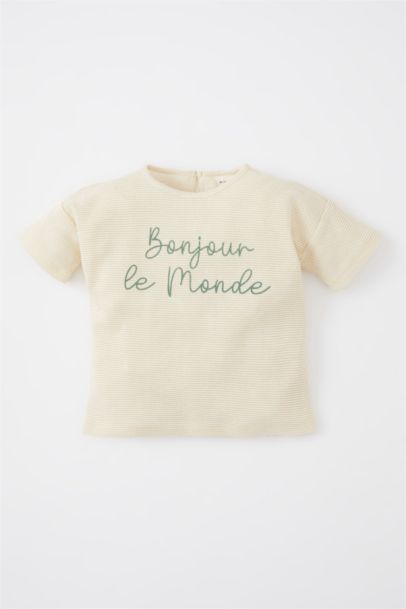 Baby Girl Crew Neck Slogan Printed T-Shirt