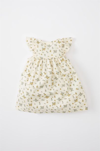 Baby Girl Floral Short Sleeve Twill Dress