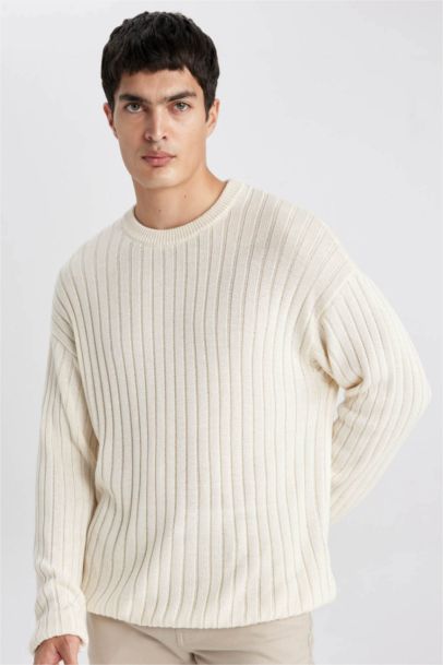 Relax Fit Crew Neck Knitted Basic Pullover
