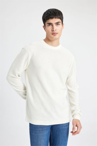 Standart Fit Normal Kesim Bisiklet Yaka Basic Düz Triko Kazak