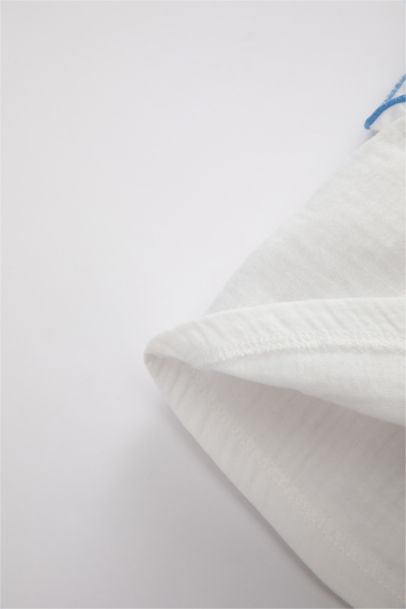 Baby Girl Crew Neck Muslin Short Sleeve Shirt