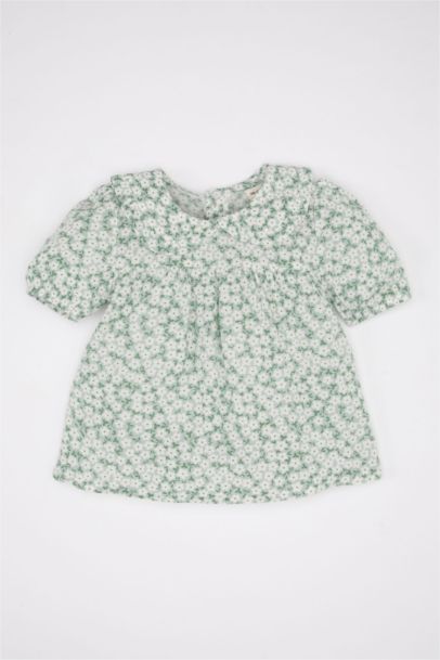 Baby Girl Bebe Collar Crinkle Viscose Shirt