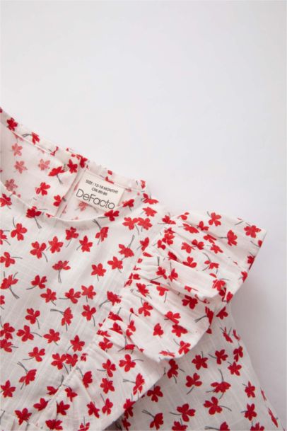 Baby Girl Crew Neck Flared Poplin Shirt