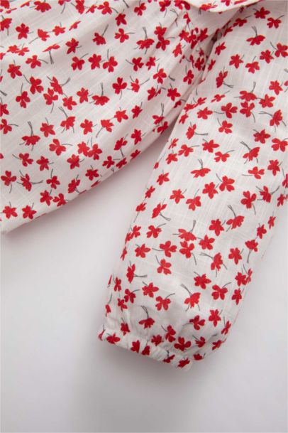 Baby Girl Crew Neck Flared Poplin Shirt