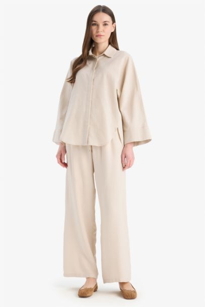 Relax Fit Linen Blend Long Sleeve Tunic