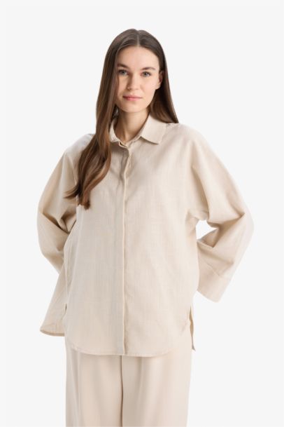 Relax Fit Linen Blend Long Sleeve Tunic