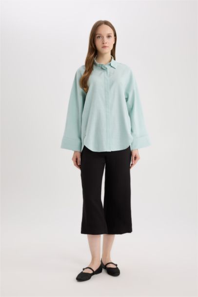 Relax Fit Linen Blend Long Sleeve Shirt