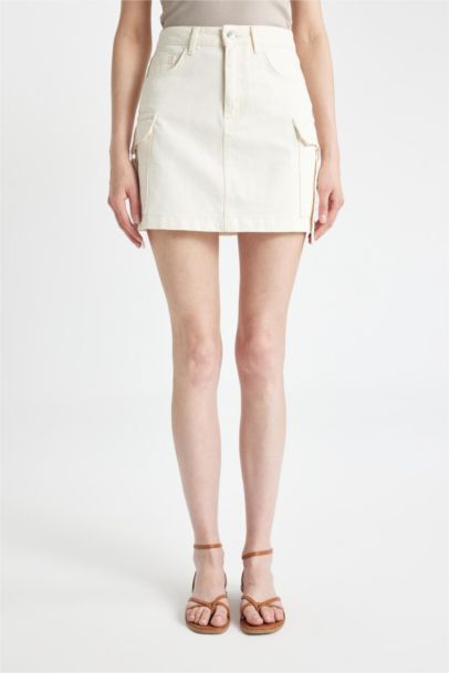 Cargo Fit Denim Mini Skirt